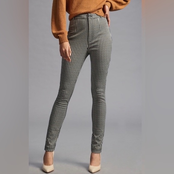 Maeve Anthropologie Gingham Plaid Black White Pants Leggings - Picture 2 of 5